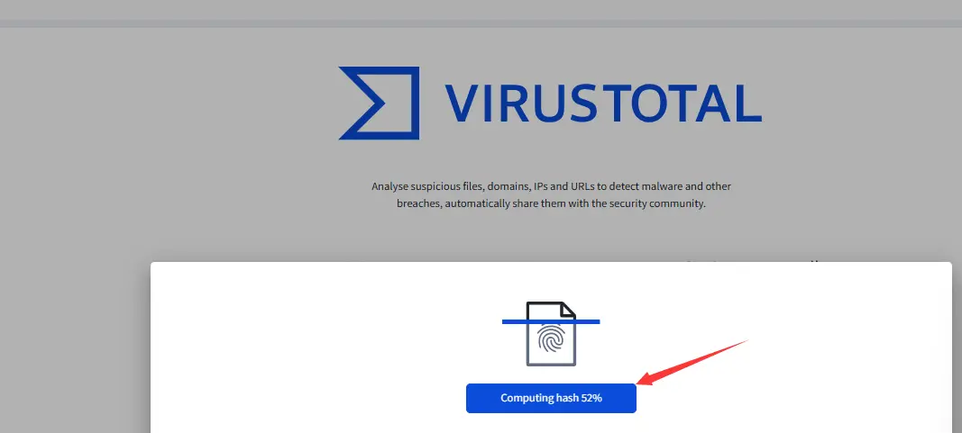 Botón de subir archivo en VirusTotal para analizar Magis TV APK.